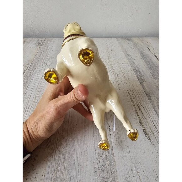 Kalifano bulldog jeweled trinket box jewelry rhinestone hinged dog large unique - Picture 7 of 9